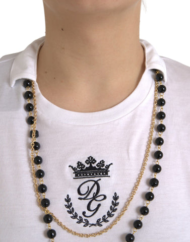 Dolce & Gabbana White Cotton Necklace Short Sleeves T-shirt