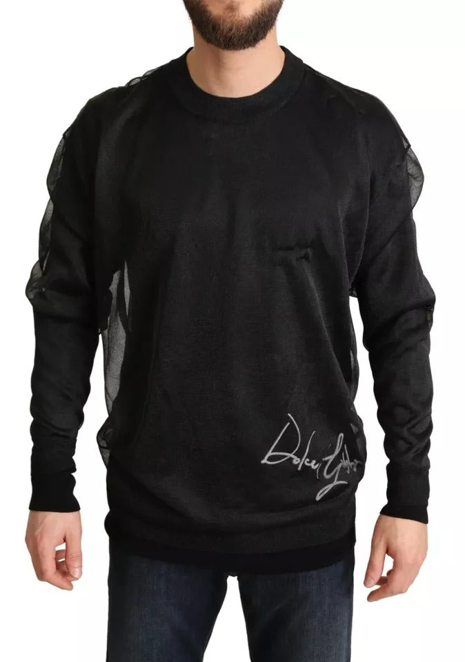 Dolce & Gabbana Black Logo Crewneck Long Sleeve Pullover Sweater