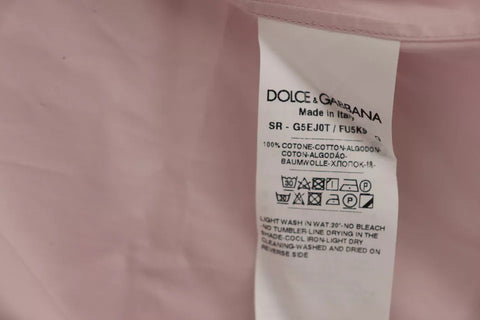 Dolce & Gabbana Light Pink Cotton Men Formal GOLD Dress Shirt