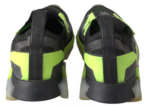 Dolce & Gabbana Black Yellow SORRENTO Sport Stretch Sneakers Shoes