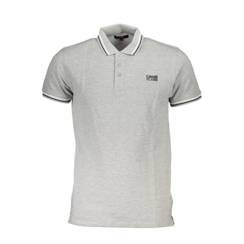 Cavalli Class Gray Cotton Polo Shirt