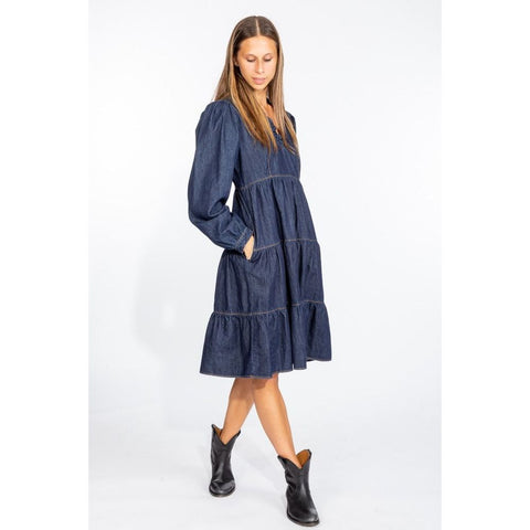 Love Moschino Elegant Dark Blue Denim Flare Dress