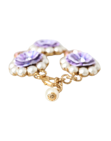 Dolce & Gabbana Gold FIORI BLOOMING Floral Baroque Crystals Bracelet