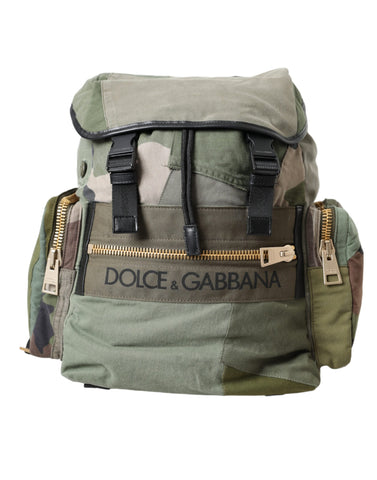 Dolce & Gabbana Military Green Patchwork Rucksack Backpack Bag