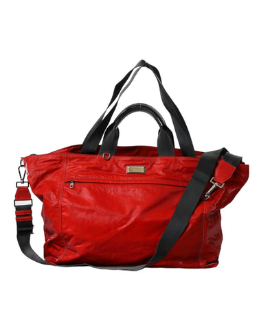 Dolce & Gabbana Red Nylon Calfskin Hand Shoulder Duffel Bag