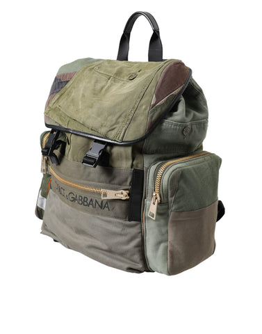 Dolce & Gabbana Military Green Patchwork Rucksack Backpack Bag