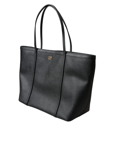 Dolce & Gabbana Black Leather Miss Escape Shopping Tote Women Bag