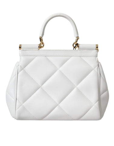 Dolce & Gabbana White Quilted Leather SICILY Shoulder Purse Satchel Bag