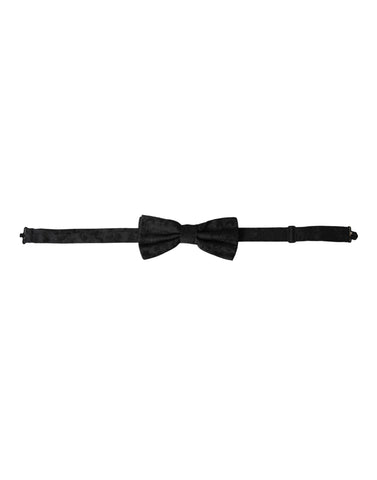 Dolce & Gabbana Black Silk Floral Adjustable Neck Men Bow Tie