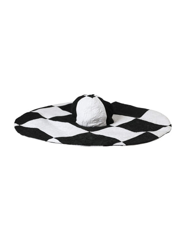 Dolce & Gabbana Black White Checkered Wide Brim Floppy Hat