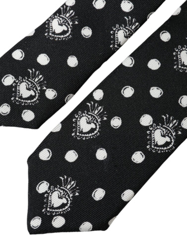 Dolce & Gabbana Black Heart Polka Dot Adjustable Tie