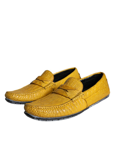 Dolce & Gabbana Yellow Leather Slip Mocassin Loafers Shoes