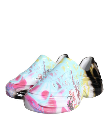 Dolce & Gabbana Multicolor Graffiti Rubber Low Top Sneakers Shoes