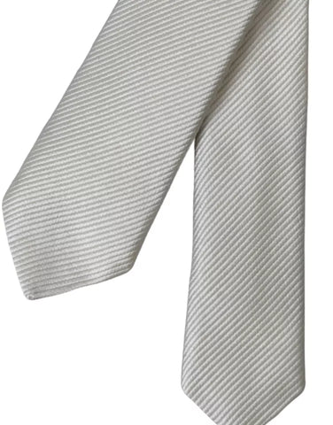 Dolce & Gabbana White Solid 100% Silk Adjustable Tie