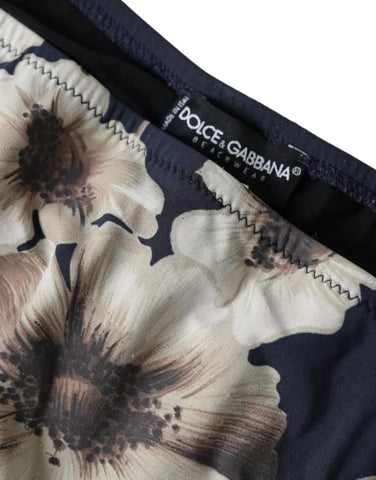 Dolce & Gabbana Black Floral Print Swimwear Beachwear Bottom Bikini