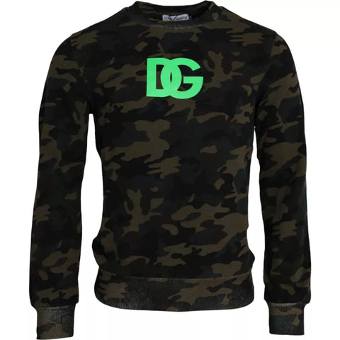 Dolce & Gabbana Black Camouflage Crew Neck Pullover Sweater