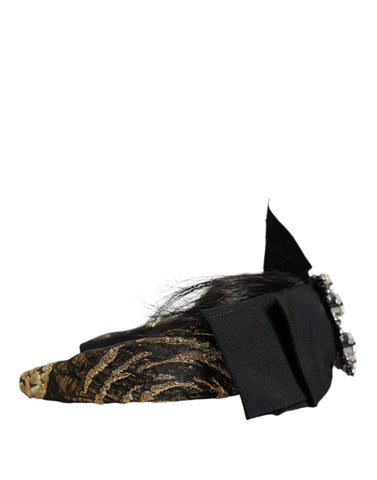 Dolce & Gabbana Black Hair Parrucchiera Crystal Headband Diadem