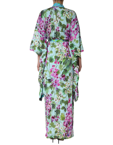 Dolce & Gabbana Multicolor Floral Silk Stretch Wrap Dress