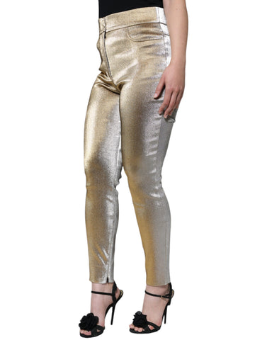 Dolce & Gabbana Metallic Gold High Waist Skinny Pants