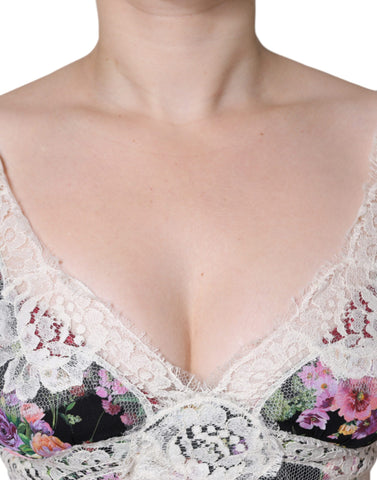 Dolce & Gabbana Black Floral Lace Short Sleeves Blouse Top