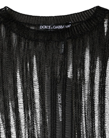 Dolce & Gabbana Black Stripe See Through Long Sleeves Top