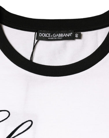 Dolce & Gabbana White Eleganza Print Cotton Short Sleeves T-shirt