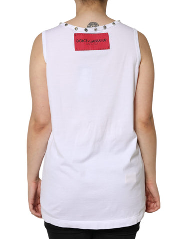 Dolce & Gabbana White I Love The Love Embellished Tank Top