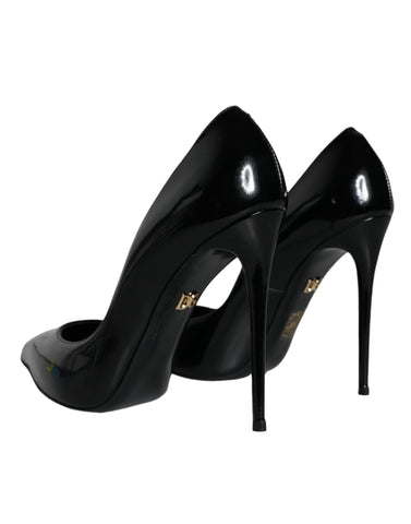 Dolce & Gabbana Black Patent Leather KATE Heels Pumps Shoes