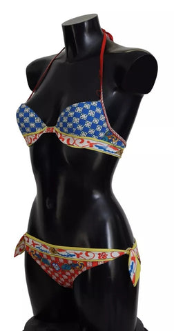 Dolce & Gabbana Multicolor Carretto Bikini Top Bottom Beachwear Swimwear