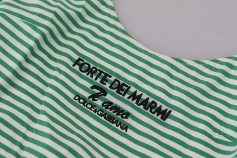 Dolce & Gabbana White Green Stripes One Piece Beachwear Swimwear