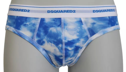 Dsquared² Blue Tie Dye Cotton Stretch Men Brief Underwear