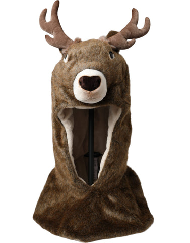Dolce & Gabbana Brown Deer Faux Fur Whole Head Hat