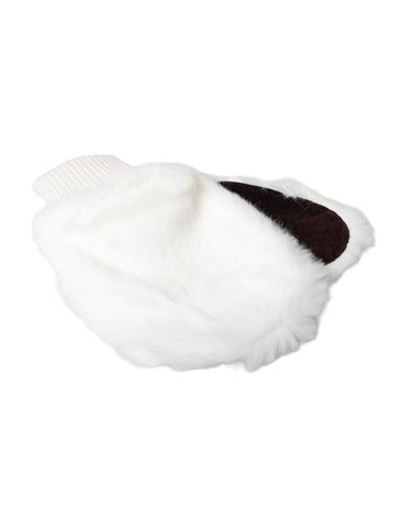 Dolce & Gabbana White Acrylic Knitted Fur Wrist Mitten Gloves