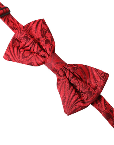 Dolce & Gabbana Red Brocade Silk Adjustable Neck Men Bow Tie