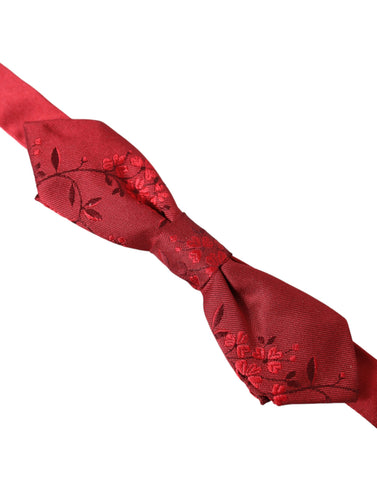 Dolce & Gabbana Red Brocade Silk Adjustable Neck Men Bow Tie