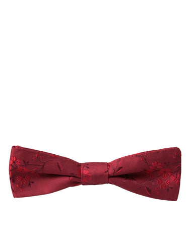 Dolce & Gabbana Red Brocade Silk Adjustable Neck Men Bow Tie