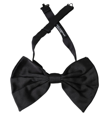 Dolce & Gabbana Black Satin Silk Adjustable Neck Men Bow Tie