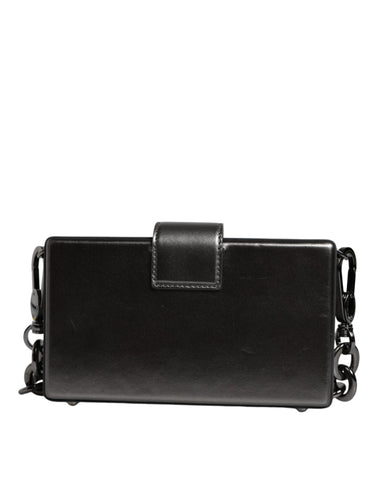 Dolce & Gabbana Metallic Gray DG BOX Leather Shoulder Chain Strap Bag