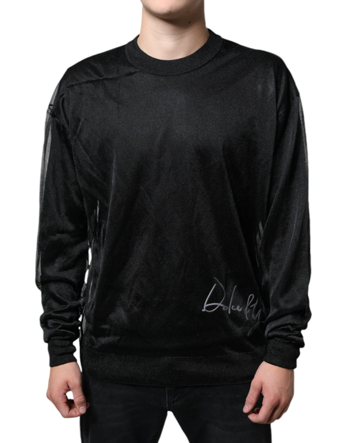 Dolce & Gabbana Black Polyester Pullover Sweatshirt Sweater