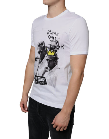 Dolce & Gabbana White Graphic Cotton Short Sleeve T-shirt