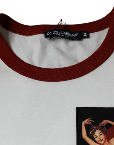 Dolce & Gabbana White Graphic Print Cotton Crew Neck T-shirt