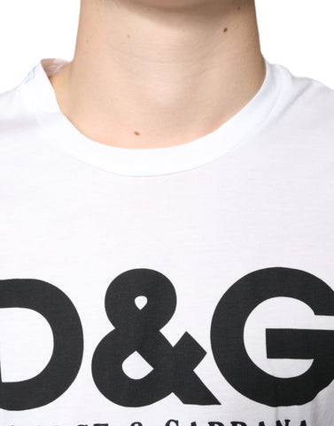 Dolce & Gabbana White Cotton DG Logo Print Casual T-shirt