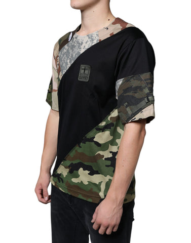 Dolce & Gabbana Multicolor Camouflage Patchwork DG Royal T-shirt