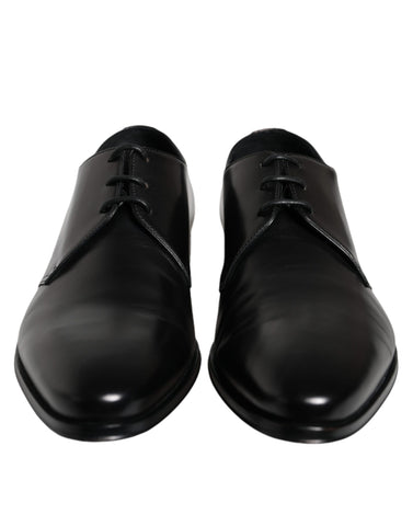 Dolce & Gabbana Black Calfskin Leather Derby Men Dress Shoes