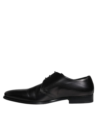 Dolce & Gabbana Black Calfskin Leather Derby Men Dress Shoes