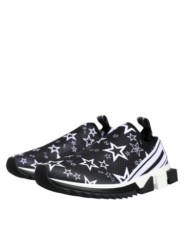 Dolce & Gabbana Black White Star Print Sorrento Sneakers Shoes