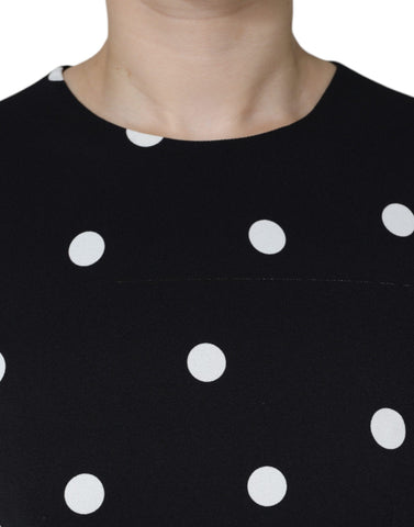 Dolce & Gabbana Black Viscose Polka Dots Sheath Midi Dress