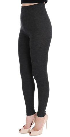 Dolce & Gabbana Elegant Gray High-Waist Wool Tights Pants