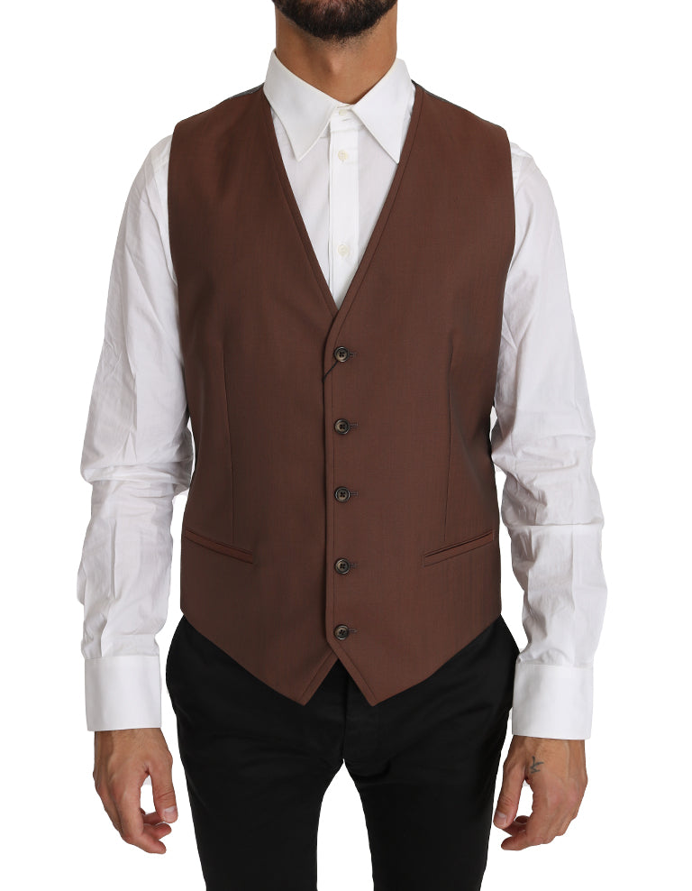 Dolce & Gabbana Sleek Bronze & Gray Formal Vest Slim Fit