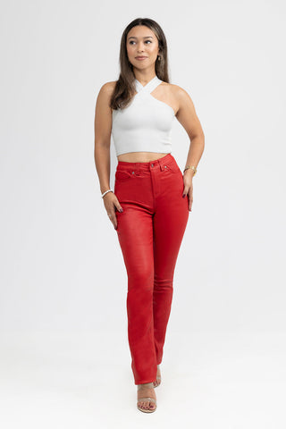 Arya Leather Pants Red